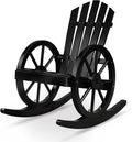 Outvita Adirondack Rocking Chair, Wood Wagon Rocker, Outdoor Wooden Carbonized Lounge Chairs with Wheel Armrest for Garden Patio Country Yard Porch, Fir