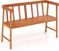 Tangkula Outdoor Wood Garden Bench, 50" W Solid Wood Patio Park Bench with Dense Slatted Backrest & Seat, Curved Armrest, Large Wooden Loveseat Bench for Deck, Porch, Poolside, Yard & Balcony
