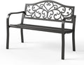 Sophia & William Outdoor Bench, Porch Bench, Garden Bench, Wrought Iron Bench with Backrest and Armrests, Bronze