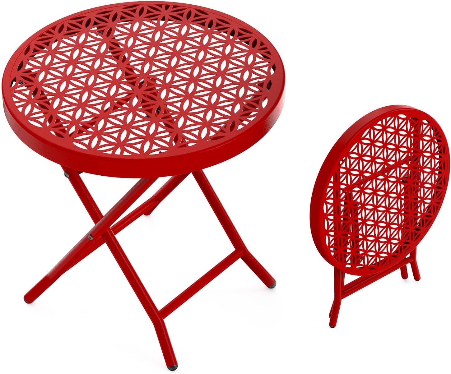 VINGLI Patio Folding Side Table, Small Outdoor Table with Everlasting Floral Pattern and Sturdy X-Shaped Metal Frame Ideal for Indoor & Outdoor Balcony, Porch, Backyard, Deck, Yellow, 1 Pack