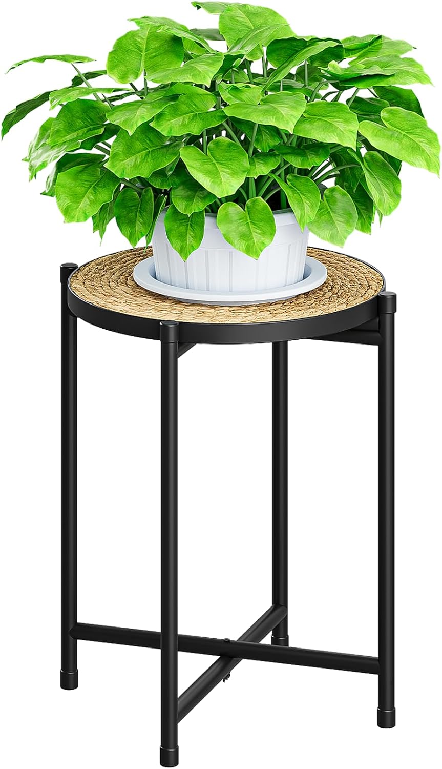 Bamworld Rattan Plant Stand Indoor Boho Plant Table for Large Plants Single Plant Stool Plant Holder for Living Room Bedroom