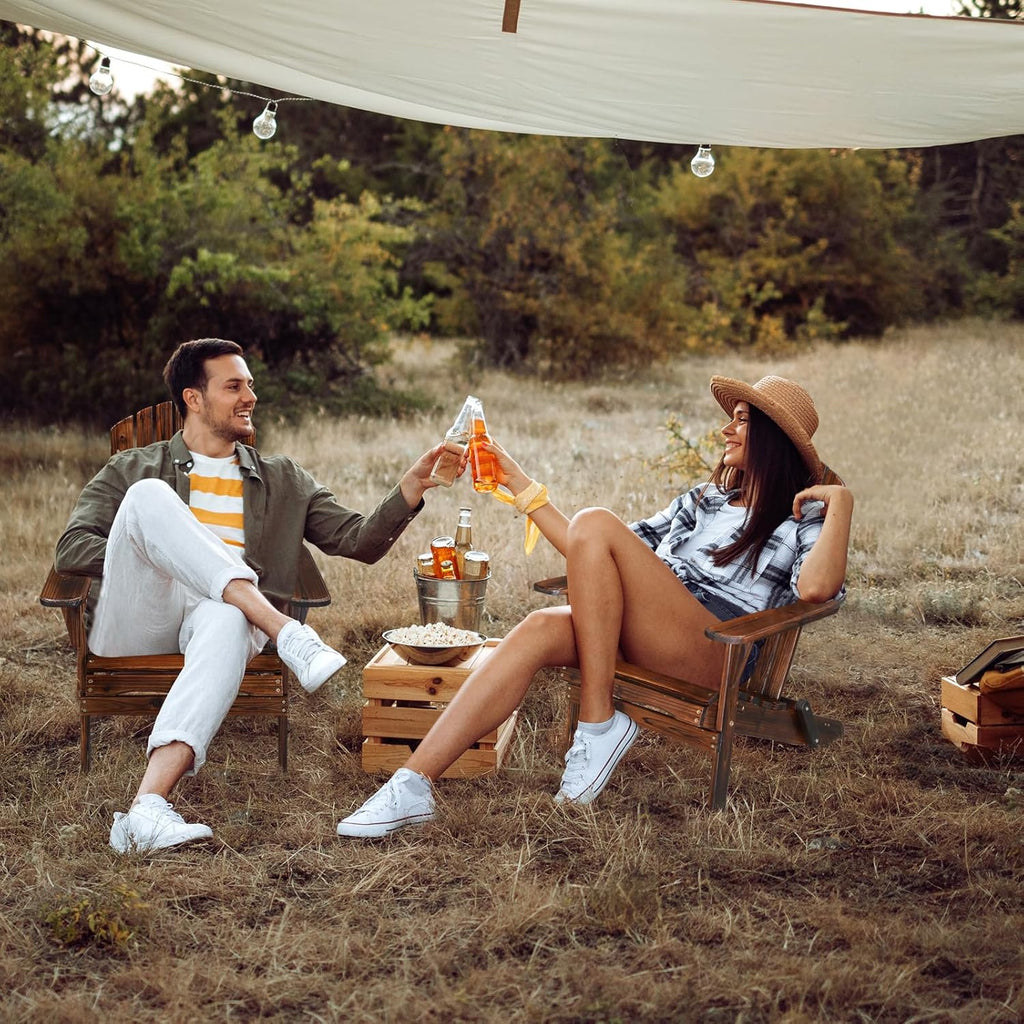 Outvita Folding Adirondack Chair Set of 2, 350LBS Solid Wood Garden Chair Weather Resistant, Outdoor Wooden Accent Furniture Fire Pit Lounge Chairs for Garden, Yard, Patio, Lawn, Carbonized