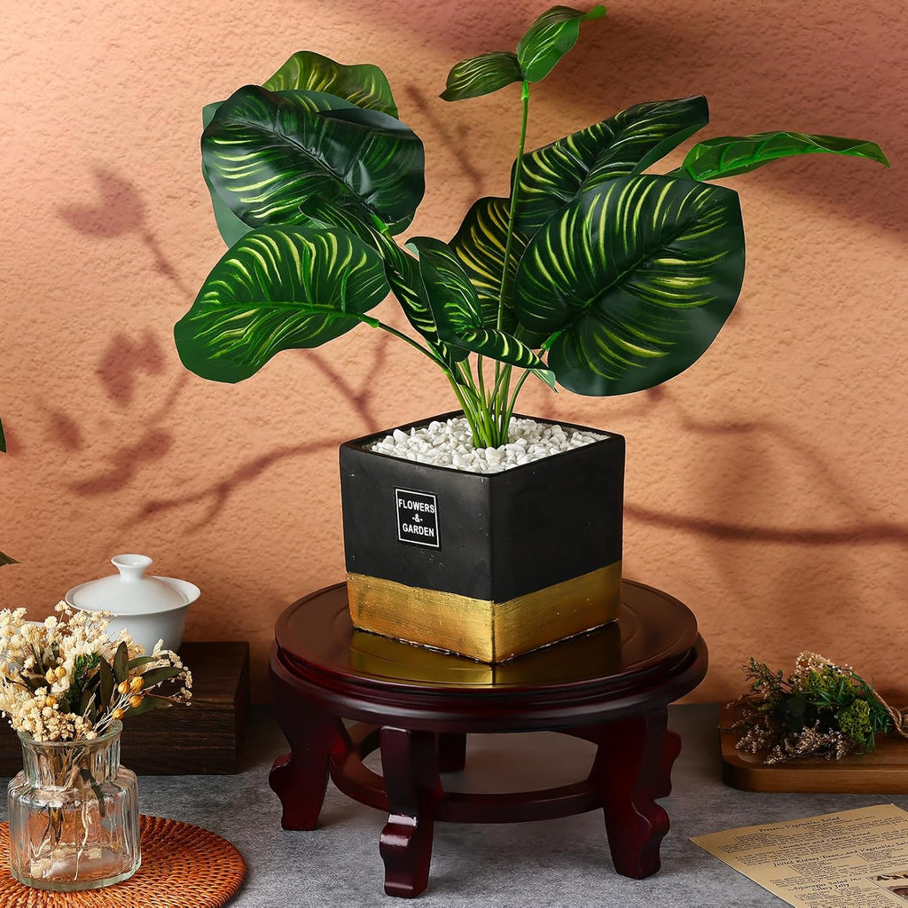 Yoiemivy 10 Inch Wooden Plant Stand Indoor Flower Pot Base Vase Display Shelf Chinese Fishbowl Planter Stands for Display Oriental Style Plant Pot Pedestal Stand