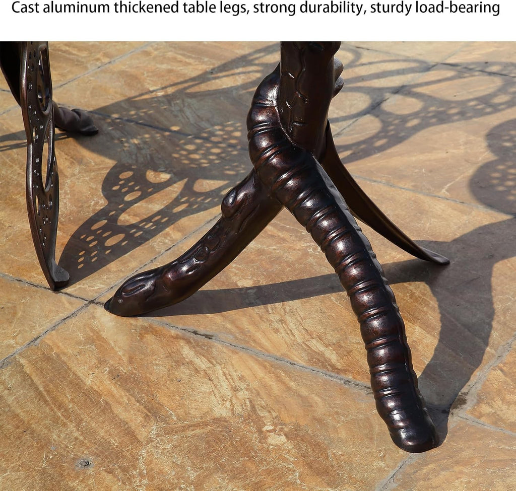 Outdoor Table Bistro Tables Bronze Cast Aluminum Rustproof Flower Shape Patio Garden Tables for Balcony Porch Yard (Bronze Butterfly Table)