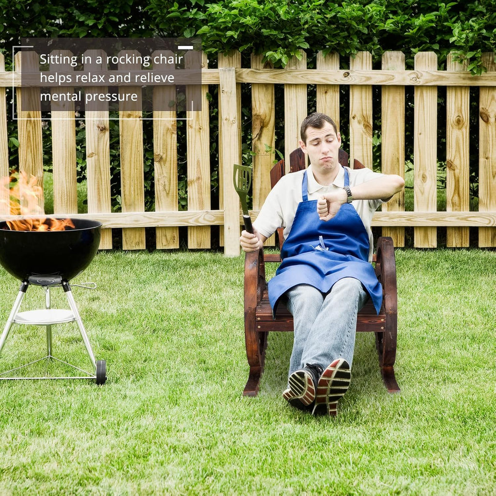 Outvita Adirondack Rocking Chair, Wood Wagon Rocker, Outdoor Wooden Carbonized Lounge Chairs with Wheel Armrest for Garden Patio Country Yard Porch, Fir